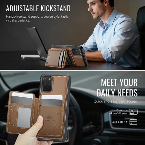 JEEHOOD Mobilskal till Samsung Galaxy S20 Plus Konstläder - Brun Brun
