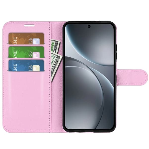 Litchi Oppo Find X9 Pro 5G Plånboksfodral Konstläder - Rosa