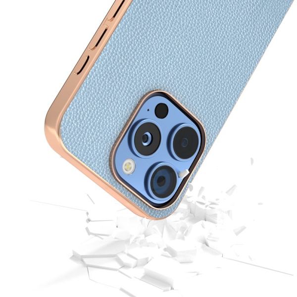 ABEEL Mobilskal till iPhone 16 Pro Max Äkta Läder + PC + TPU - Blå