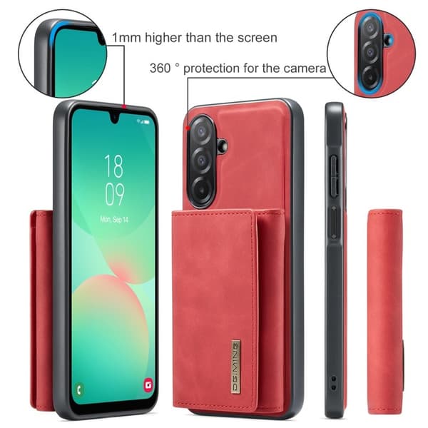 DG.MING Samsung Galaxy A26 5G Konstläder Plånboksfodral Röd