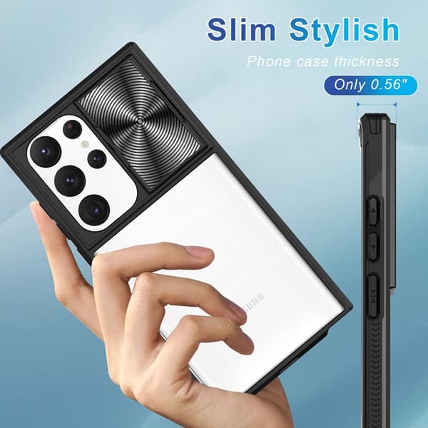 Telefontaske til Galaxy S22 Ultra Camera Slider - Sort Black
