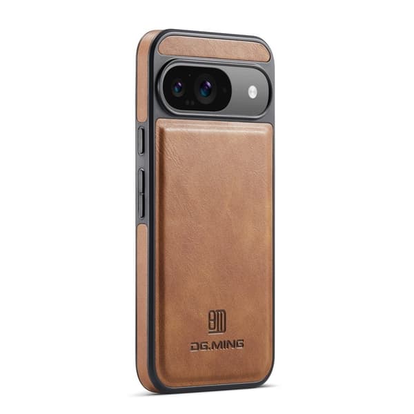 DG.MING Mobilskal till Google Pixel 9 Pro Anti-Drop Läder PC+TPU - Brun