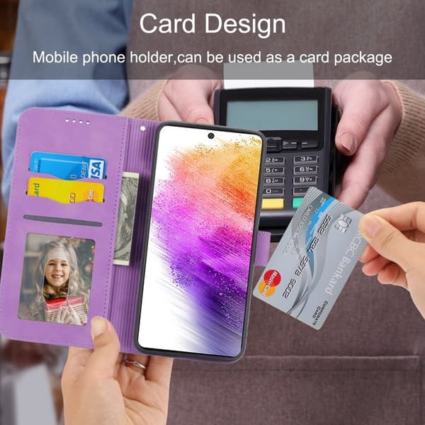 DIERFENG DF-03 Plånboksfodral för Samsung Galaxy A73 5G - Konstläder - Lila