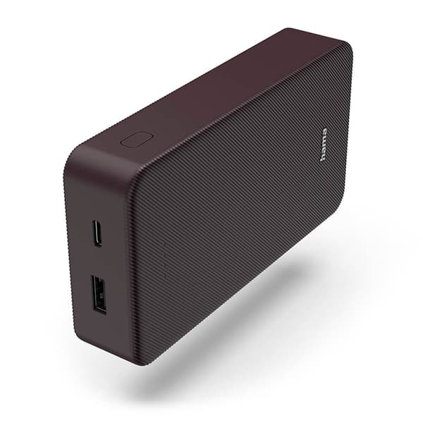 Hama Powerbank 20000 mAh USB-C/USB-A - Plommon Vinröd
