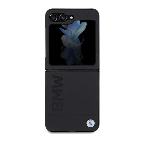 BMW Galaxy Z Flip 5 Mobilskal Læder Hot Stamp - Sort Black
