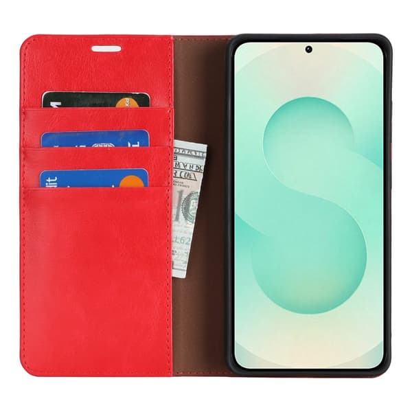 Plånboksfodral för Samsung Galaxy S26 Plus Äkta läder - Röd