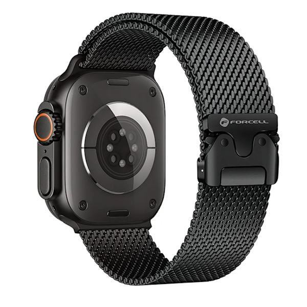 Forcell Apple Watch (38/40/41) Armbånd Rustfrit Stål - Sort Svart