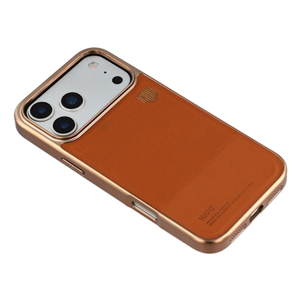 KIGC Mobilskal till iPhone 17 Pro Max Electroplating PC + TPU + PU - Guld Guld