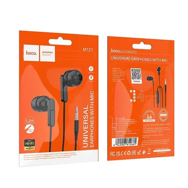 HOCO Kablet Hovedtelefonstik 3,5 mm med Mikrofon M121 Sort Black