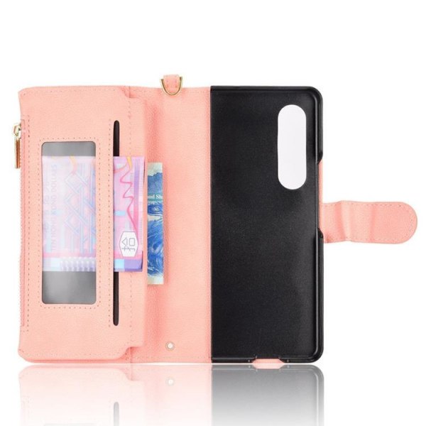 Galaxy Z Fold 4 Wallet Case Magnetisk lynlås - Pink