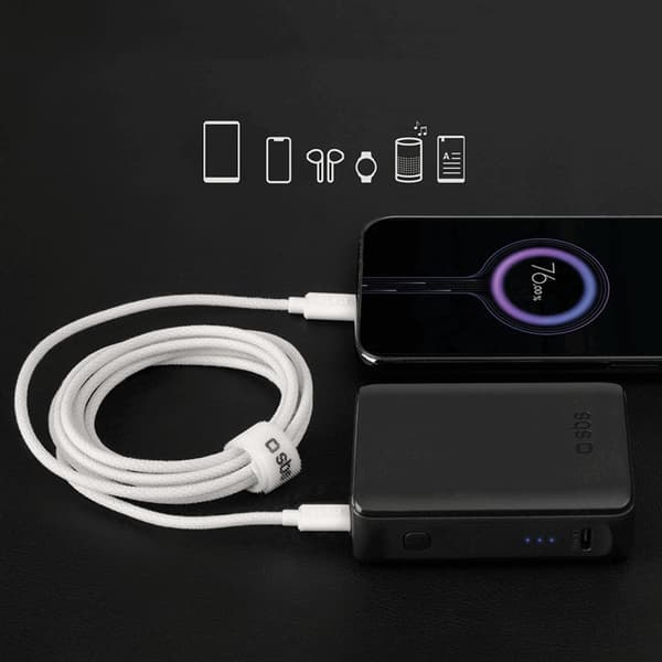 SBS USB-C til USB-C Kabel 1.5m 60W Flettet - Hvid