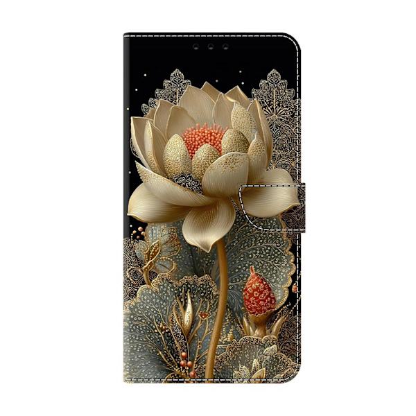 Plånboksfodral för Samsung Galaxy S26 Plus Fällbart Ställ - Guld Lotus