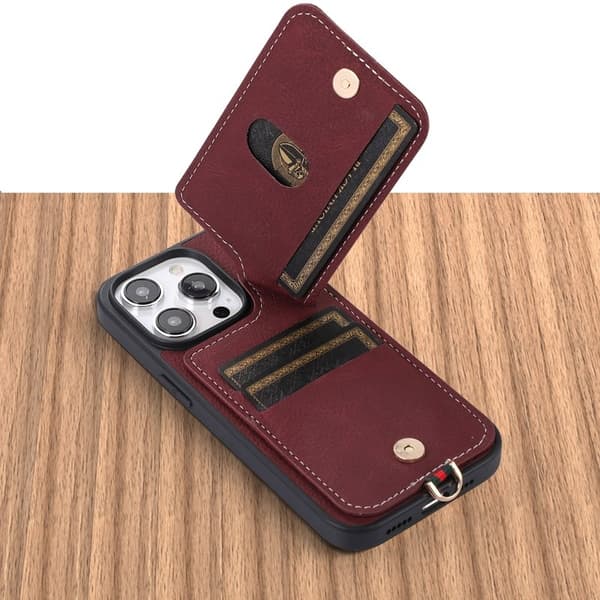 ABEEL Style 03 Mobilskal till iPhone 15 Plus PU Läder Purplish Röd