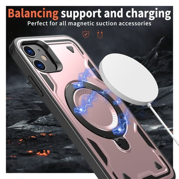 Mobilskal till iPhone 11 / XR Plast Militärt Skydd Kickstand - Roséguld
