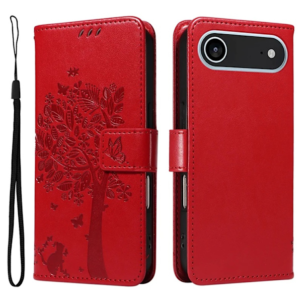 iPhone Air Konstläder Plånboksfodral Tree Pattern - Röd Röd