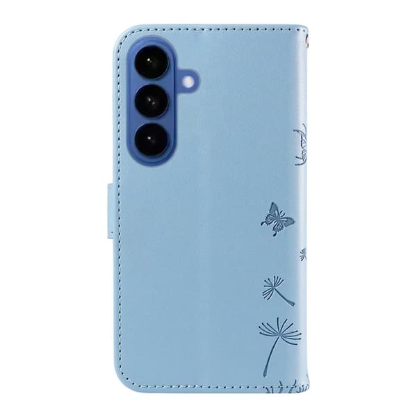 Samsung Galaxy S26+ Plånboksfodral Konstläder Med Rem Dandelion - Ljusblå