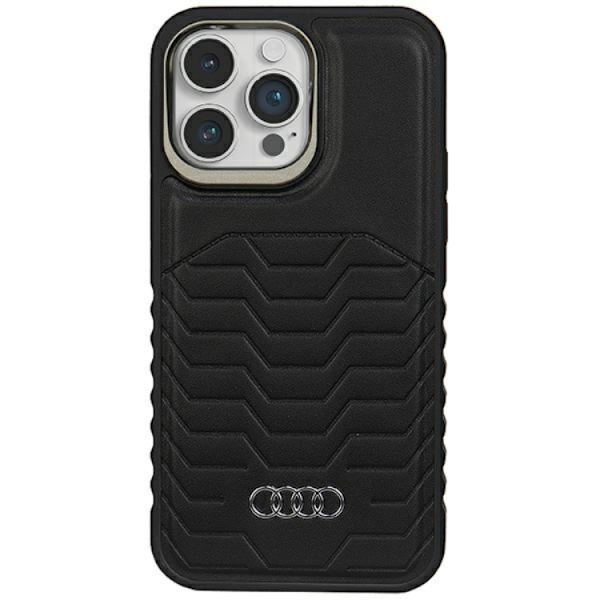 Audi telefontaske til iPhone 15 Pro Magsafe Syntetisk Læder - Sort