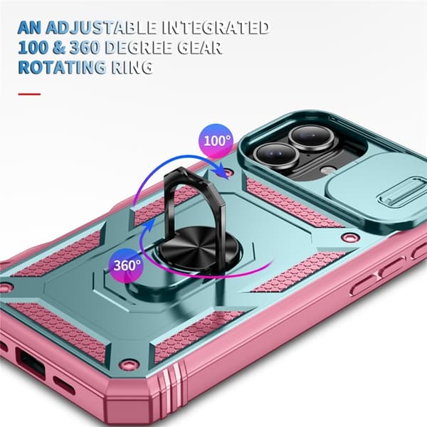 Mobilskal till iPhone 17 Slide Camshield Kickstand - Grön/Rosa Grön