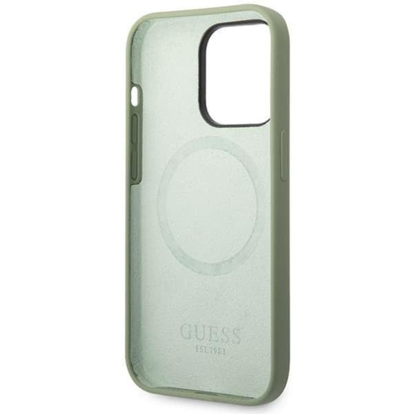 Guess iPhone 14 Pro Max -puhelinkuori Magsafe Logo Plate - Vihreä Grön