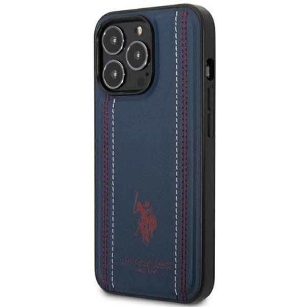 US Polo iPhone 14 Pro Max Skal Lädersöm - Marinblå