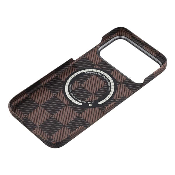 Mobilskal till iPhone 17 Pro Max MagSafe Aramid Fiber Square Grid Brun