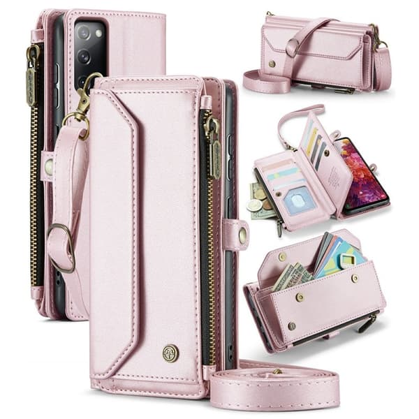 CASEME Plånboksfodral Konstläder för Samsung Galaxy S20 FE - Rosa