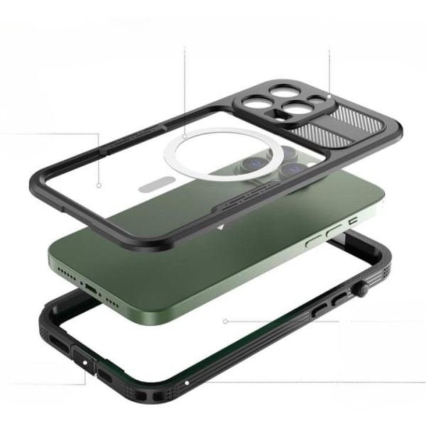 Shell Box vedenpitävä Magsafe Case iPhone 14 Pro Max - musta