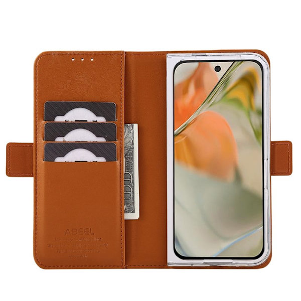 ABEEL Style A02 Konstläder Plånboksfodral för Google Pixel 9 Pro Khaki