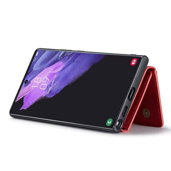 DG.MING Konstläder Plånboksfodral för Samsung Galaxy S23 Ultra Röd