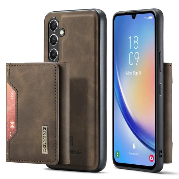 DG.MING Konstläder Plånboksfodral för Samsung Galaxy A14 4G/5G - Brun