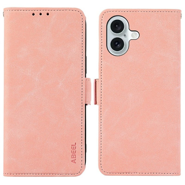 ABEEL iPhone 17 Plånboksfodral Konstläder Folio Ställ Rosa RFID Blocking