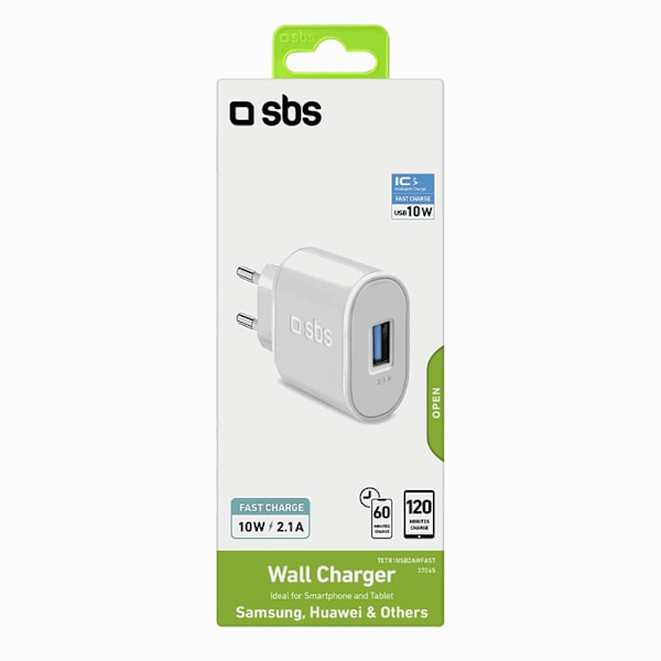 SBS Väggladdare 10W USB-A - Vit