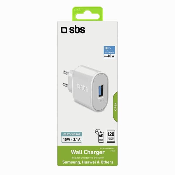 SBS Väggladdare 10W USB-A - Vit Vit