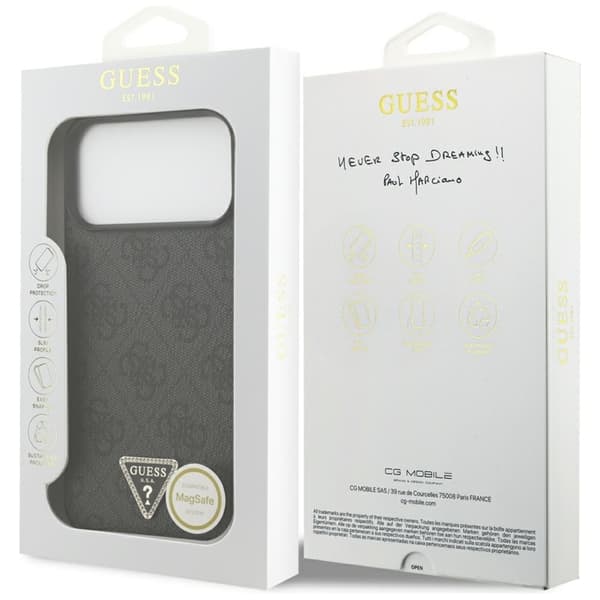 Guess Mobilskal För iPhone 18 Pro/17 Pro Magsafe Läder 4G Triangel Strass