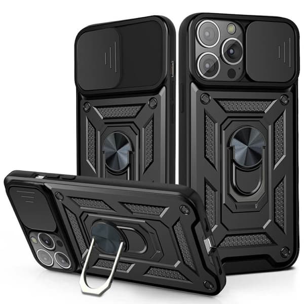 Camshield Mobilskal med Ringhållare iPhone 13 Pro - Svart Black
