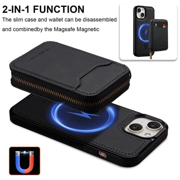 LC.IMEEKE L6 iPhone 13 mini Plånboksfodral Konstläder - Svart
