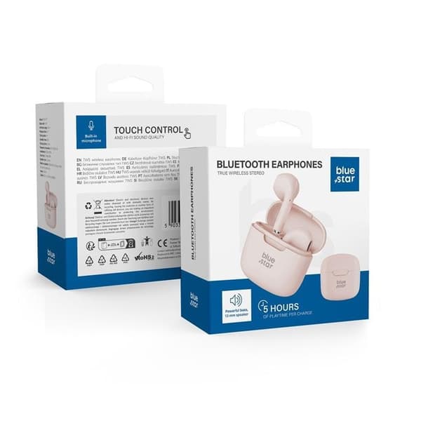 Blue Star Trådløse In-Ear Høretelefoner Bluetooth TWS FI7 - Lyserød Rosa