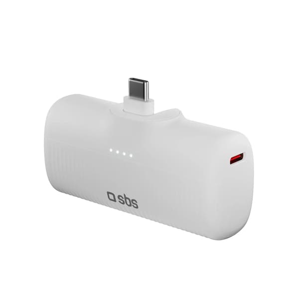 SBS Powerbank 5000mAh 10W med USB-C Hamn EcoPower - Vit Vit