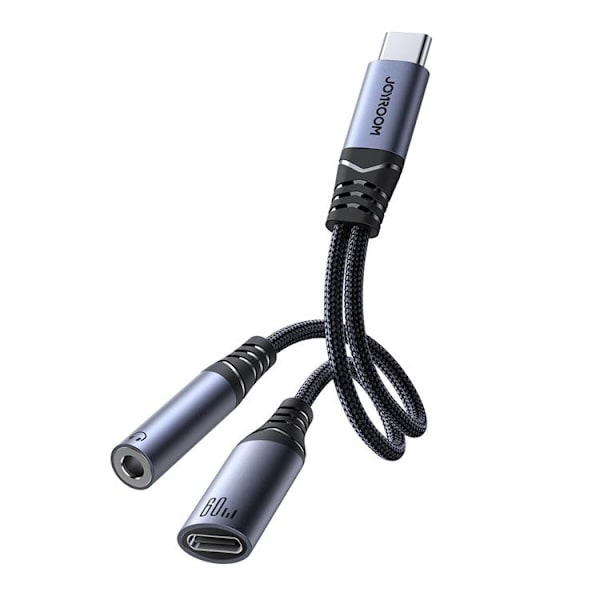 Joyroom 2in1 DAC-adapteri USB-C/USB-C/3,5 mm Mini Jack Musta Black