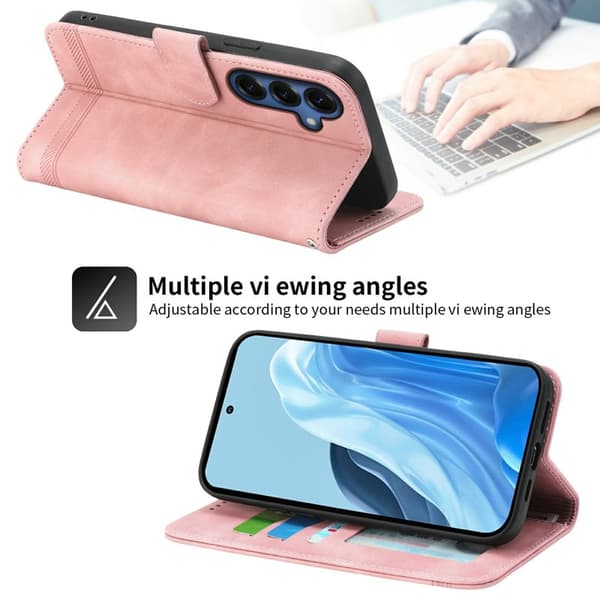 DIERFENG Plånboksfodral för Samsung Galaxy S26 Plus Konstläder med rem - Rosa