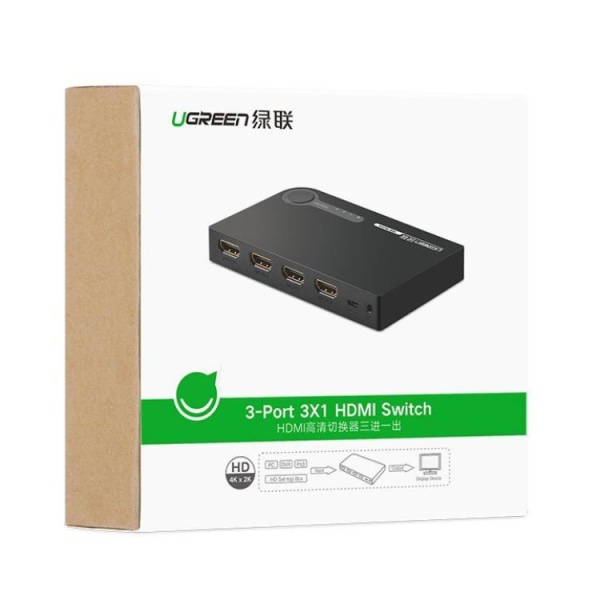 Ugreen Splitter Switch HDMI Til 3x HDMI 3D 4K - Sort