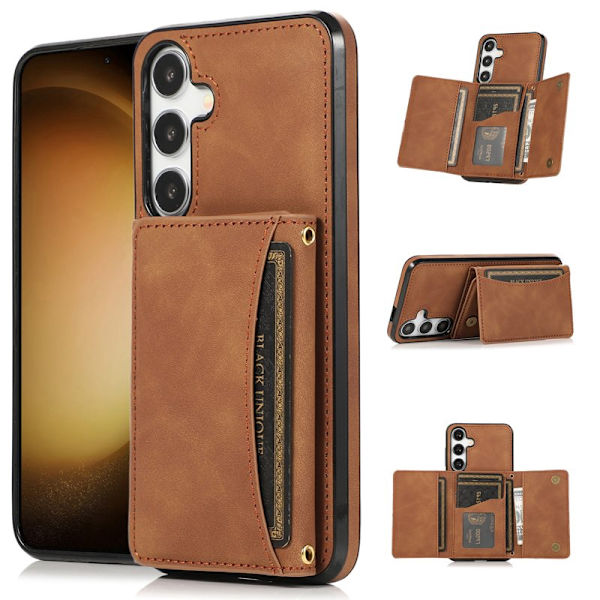 Plånboksfodral för Samsung Galaxy S26 Plus Tri-Fold Kickstand PU - Brun