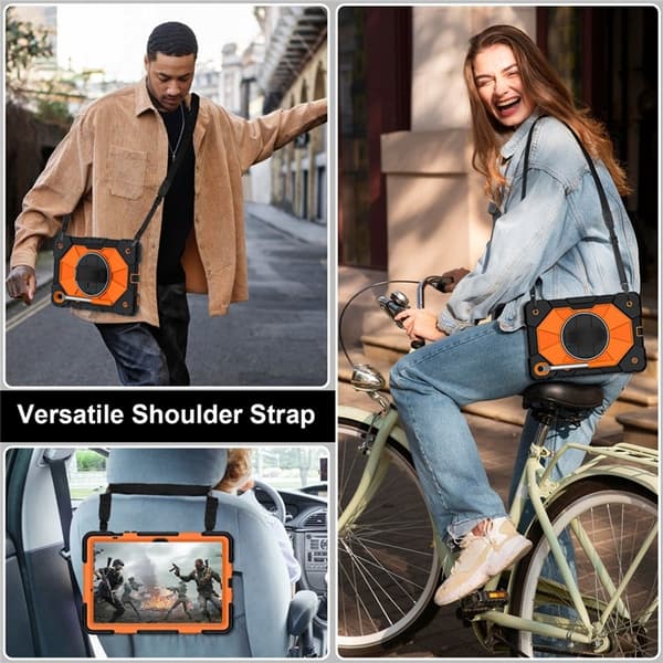 Galaxy Tab S10 FE/S9 FE/S9 Skal Kickstand med Rem - Orange Orange