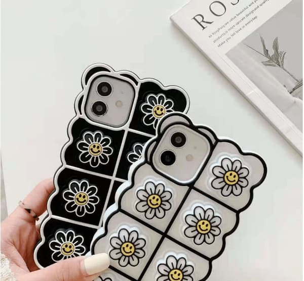 Smiley Flower Pop it Fidget -kotelo iPhone 11:lle - Musta Black
