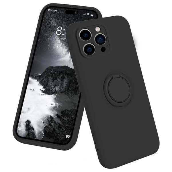Mobilskal till iPhone 16 Silikon Ring - Svart Black