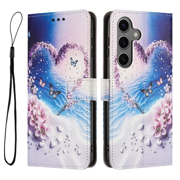 Plånboksfodral för Samsung Galaxy S26 Konstläder Mönster - Hjärtfjäril