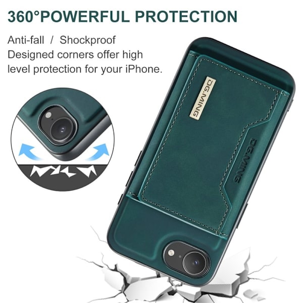 DG.MING M2 Series Mobilskal till iPhone 16e PU + PC + TPU - Grön
