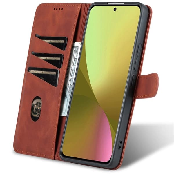 AZNS Xiaomi 12 Lite 5G Plånboksfodral Konstläder - Brun