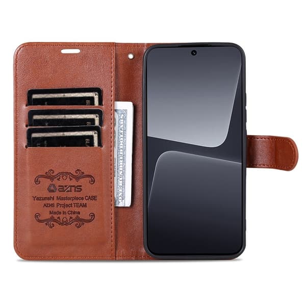 AZNS Xiaomi 13 5G Flip Plånboksfodral - Anti-scratch Konstläder - Brun