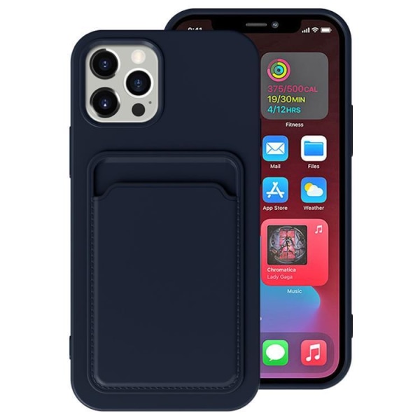 iPhone 15 Plus Mobilcover Kortholder Silikon - Blå